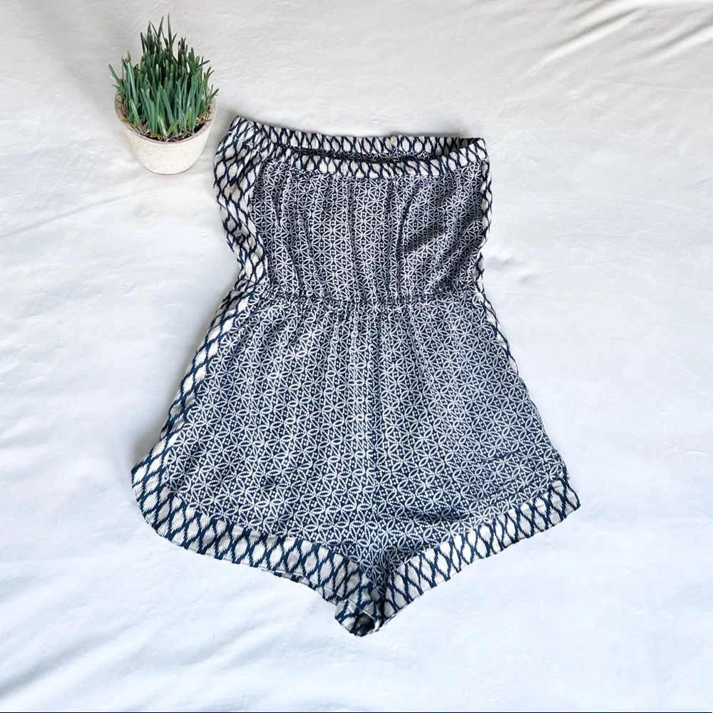 SOLD. ANGIE Medium Blue Boho Strapless Romper - Picture 13 of 13